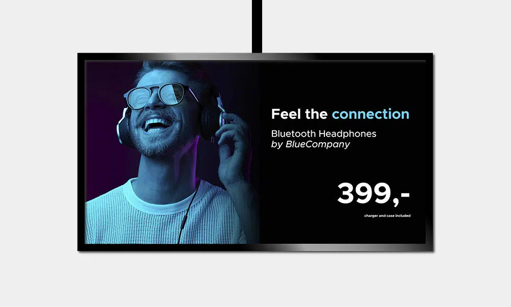 Breece eposter er en storskærmensløsning som understøtter 4k video kvalitet, billeder med høj opløsning, logoer, diasshow, multi-produkt, animerede ikoner, mv. I kombination med video giver eposter dig mulighed for, at øge salget ved at fremhæve produkter og priser på tv i butikken.