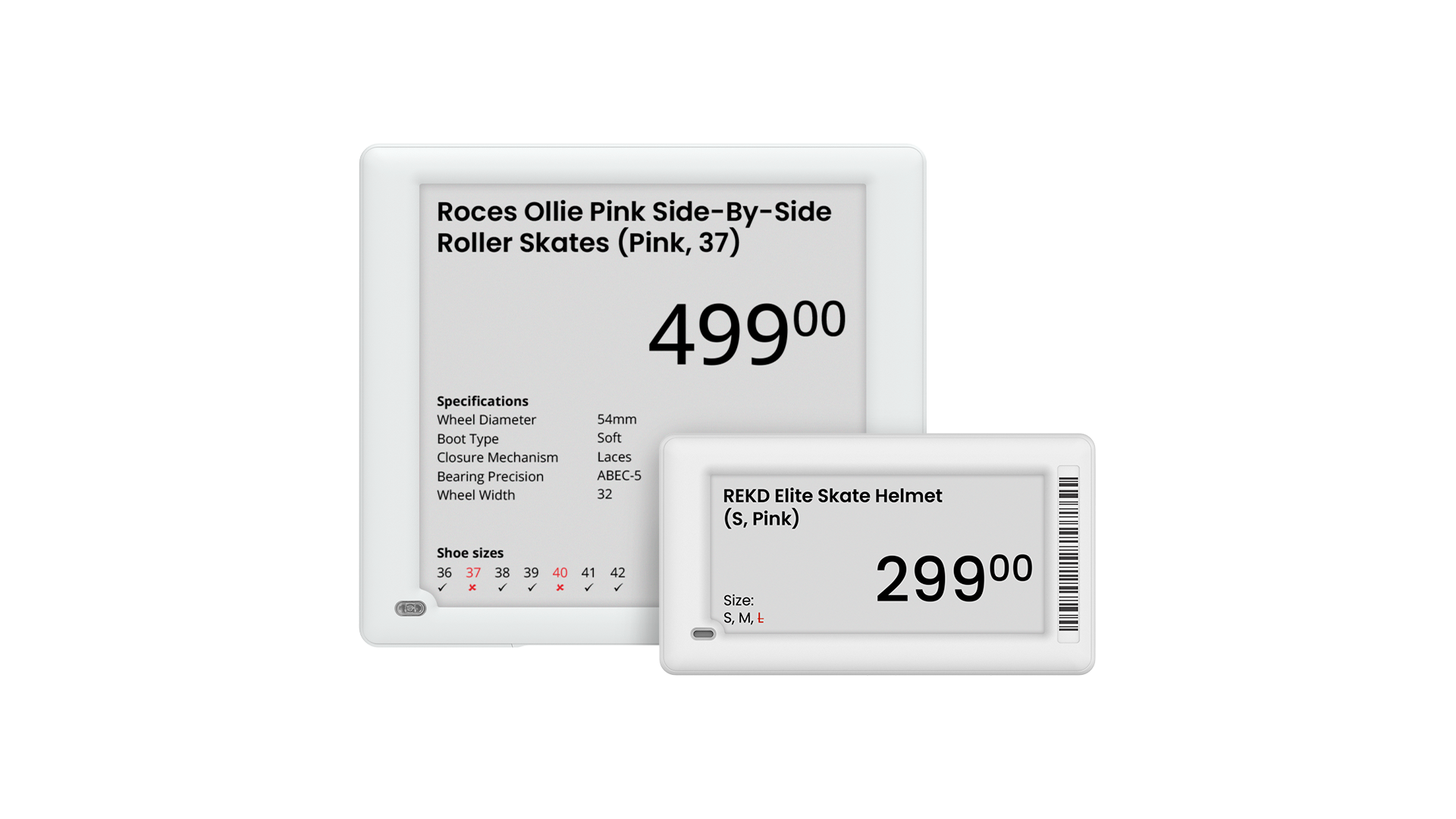 Storleksinformation med elektroniska hyllkantsetiketter